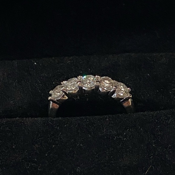 SOLD- Genuine 14k white gold 5 Diamond Band - Picture 11 of 13